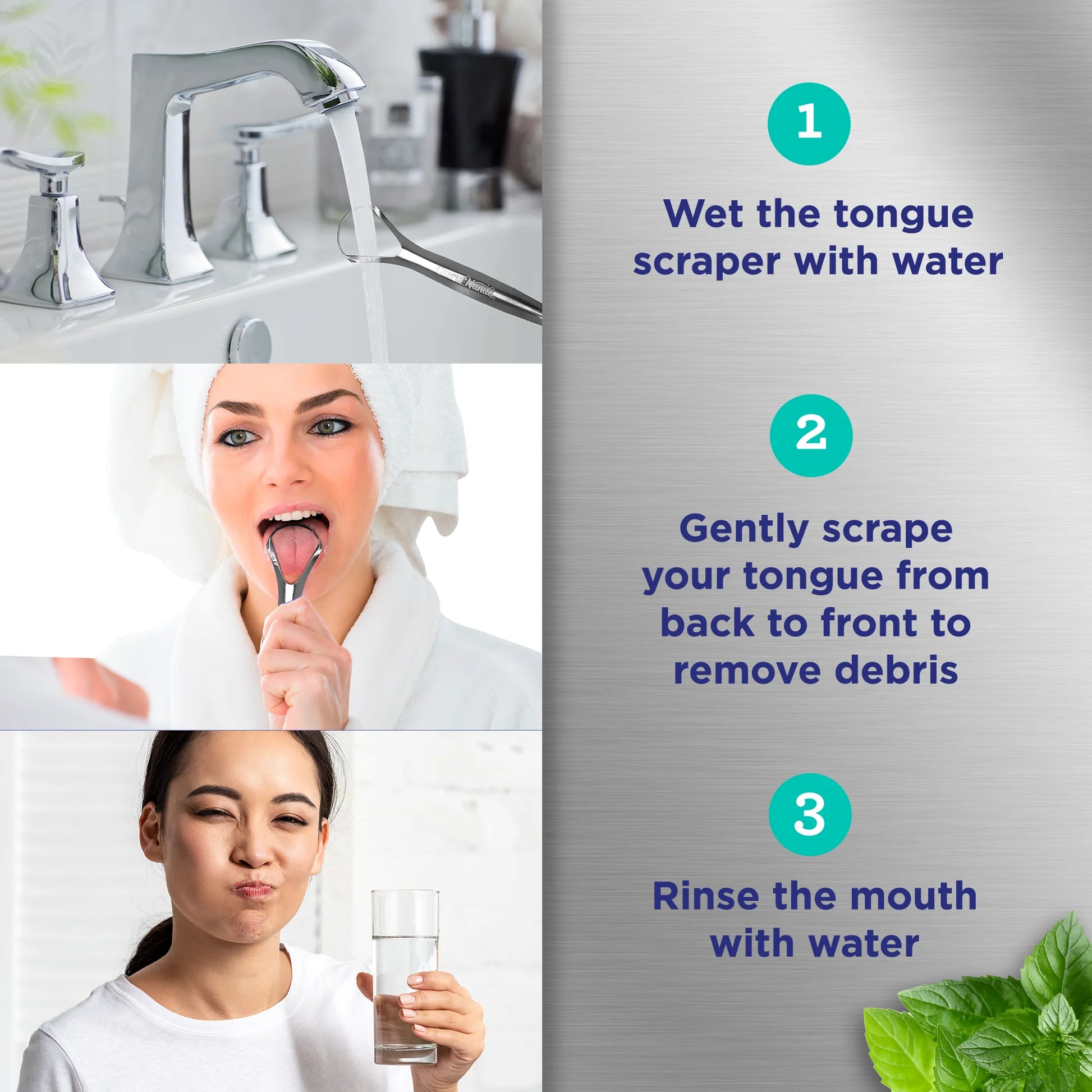 Spoon Tongue Scraper with Travel Case - Stainless Steel for Ages 12 & up - 2 Pack