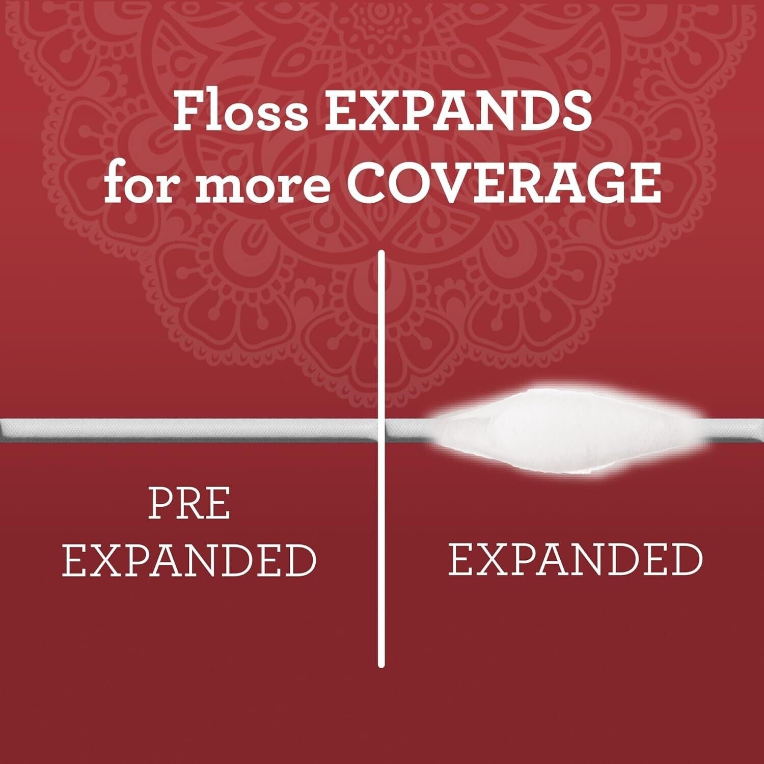 Gurunanda Expandable Waxed Dental Floss for Gentle, Deep Cleaning Wide Teeth Fl